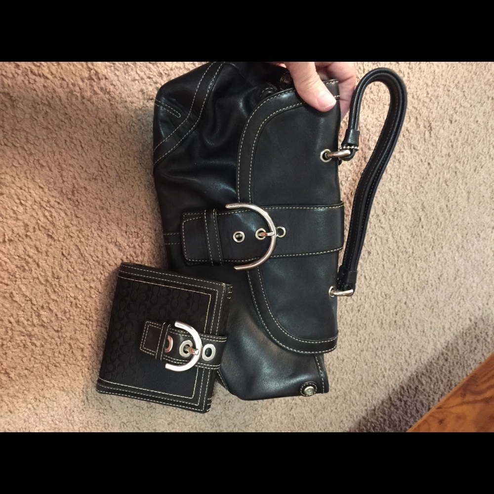 Black Coach purse with matching wallet